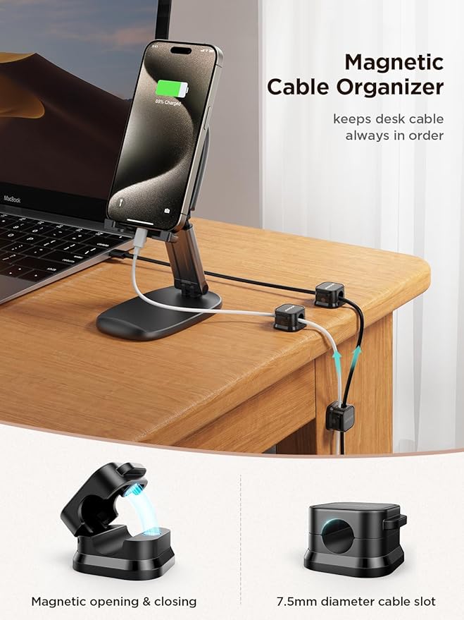 12 Pack Magnetic Cable Management Clips, Phone Electric Charging Cord Holder, Desktop Cord Organizer, Adhesive Cable Organizer Keeper for Home Kitchen Office Desk Outdoor Wall Car Bedroom Nightstand