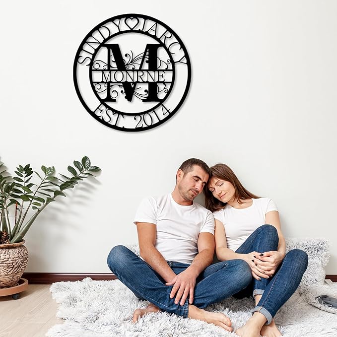 Custom Metal Sign | Personalized Family Name Sign | Monogram Wall Decor | Metal Name Sign| Split Letter Name | Anniversary Wedding Gifts| Custom Outdoor Signs | Metal Wall Art | Couple Gift