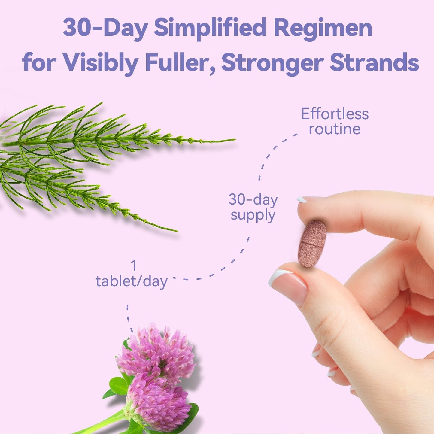 Hair Growth Supplement for Women,DHT Blocker with Biotin Amino Acid Blend,Red Clover,Female Hormone Balance for Hair Growth,Gluten-Free,Lactose-Free,1 Per Day, 30 Tablets, 1 Month Supply