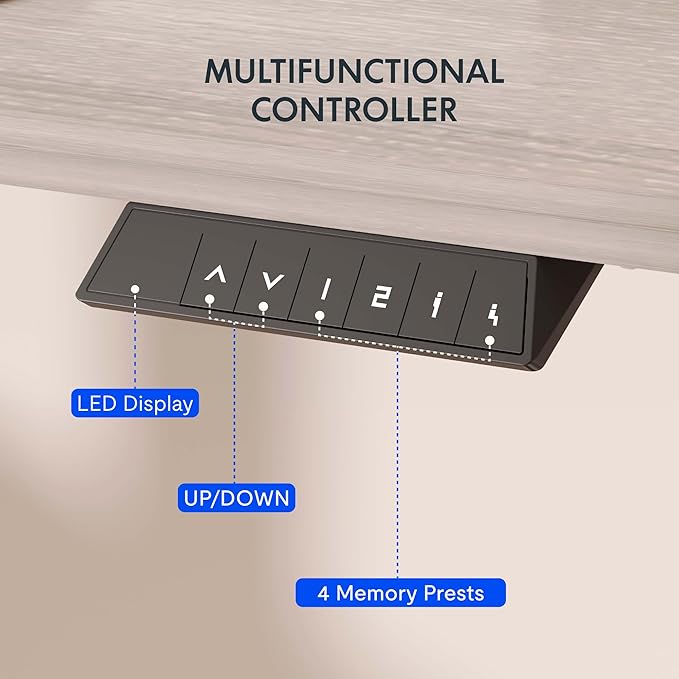 FLEXISPOT EN1 One-Piece Standing Desk with 1-Inch Thick Seamless Desktop, 60"x24" Electric Height Adjustable Desk for Home Office, Multi-Monitor Setups & Easy Assembly, Gray Wood