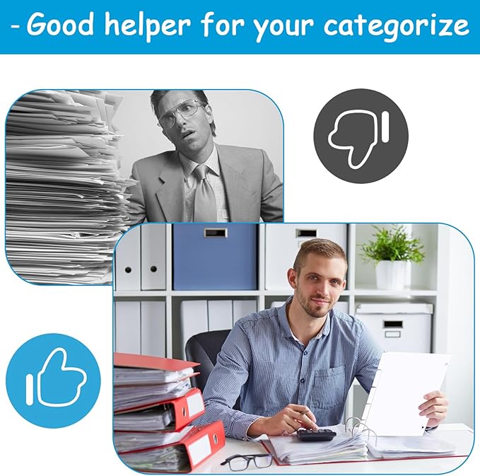 Binder Dividers for 3 Ring Binder, 1/5 Cut Tabs, Letter Size, Blank Write On Page Dividers with 5 Big Tabs for School Office Home, 4 Sets, 20 Dividers, White
