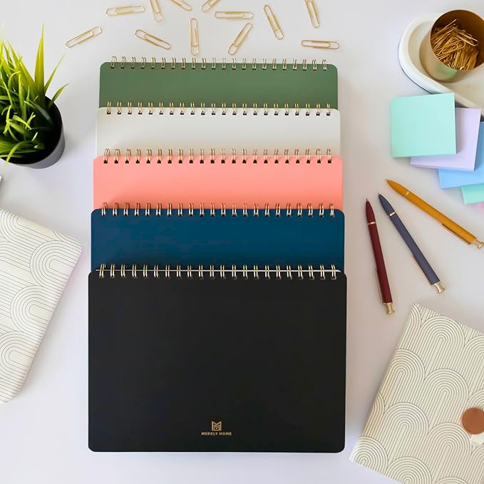 Merely Home Undated Daily Planner | 8.25” x 11.75” Work To-Do Notebook | ADHD Academic Organizer | Multi-Layout | Men and Women Planner | College Supplies | Navy | Landscape Layout