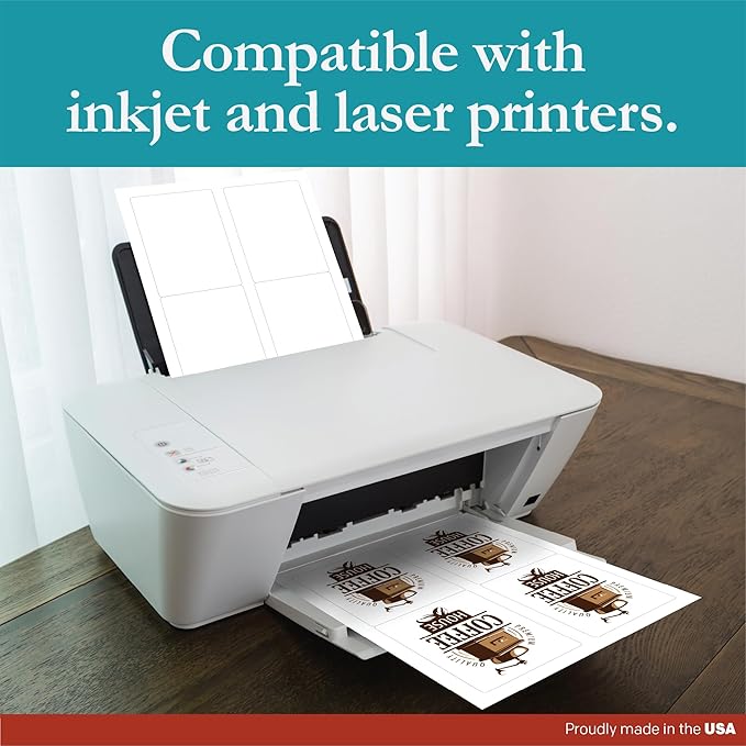 Premium Label Supply White Sticker Mailing/Shipping Labels – 3.5" x 5" – Laser/Inkjet Compatible – (4 per Sheet), 1000 Sheets - 4,000 Total Adhesive Labels
