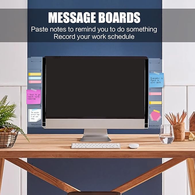 2pcs Office Desk Accessories Monitor Memo Board Computer Message Board Office Supplies for Women Men Computer Sticky Note Holder Home Desktop Message Office Decor (Computer Monitor Note Holder)