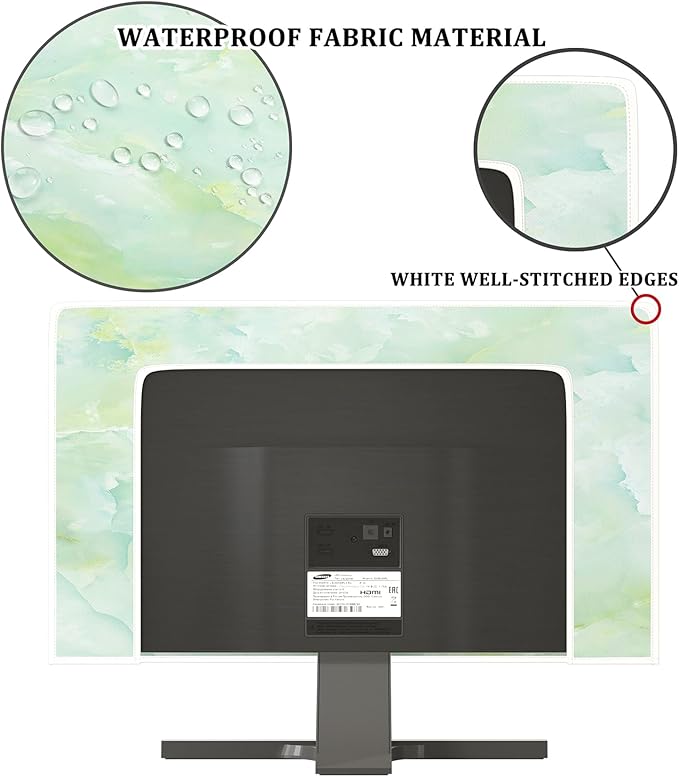 Baocicco Sage Green Marble Waterproof TV Dust Cover 40, 41, 42，43 Inch Anti-Static Dustproof Abstract Creative Desige Television Accessories TV LCD Screen Texture TV Decoration for Tablet