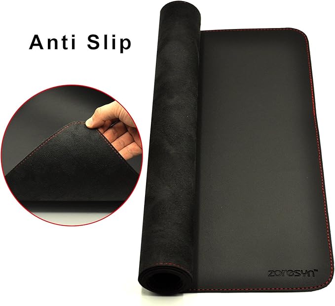 ZORESYN Extra Wide Office Desk Pad 74.8"x27.6", Waterproof PU Leather Desk Mat with Non-Slip Base, Large Writing Surface & Mouse Pad for Home Office, Black