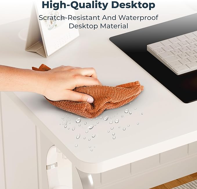 FitStand Adjustable Stand Up Desk Standing Desk, 47x24 Inches Home Office Desk with Memory Preset, Computer Workstation Sit Stand Desk Splice, White