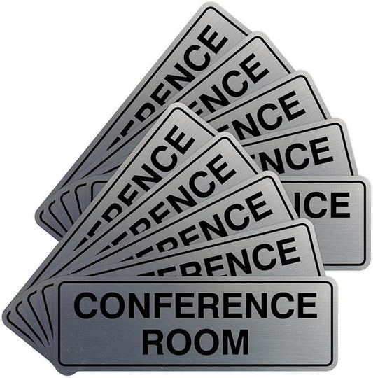Standard Conference Room Sign - Silver - Medium 10 Pack