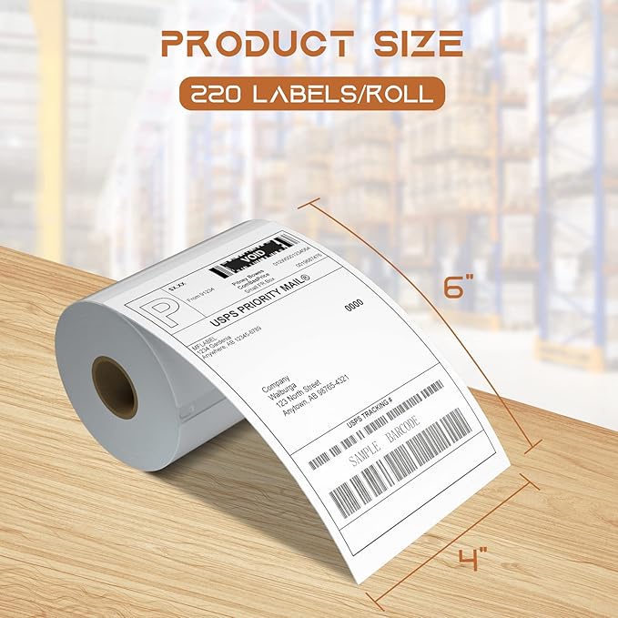 MFLABEL 4x6 Direct Thermal Shipping Labels - 24 Rolls, 220 Labels/Roll, Perforated Postage Paper with Alignment Hole, Compatible with 4XL LabelWriter 1744907 & 1755120, Rollo for USPS, UPS