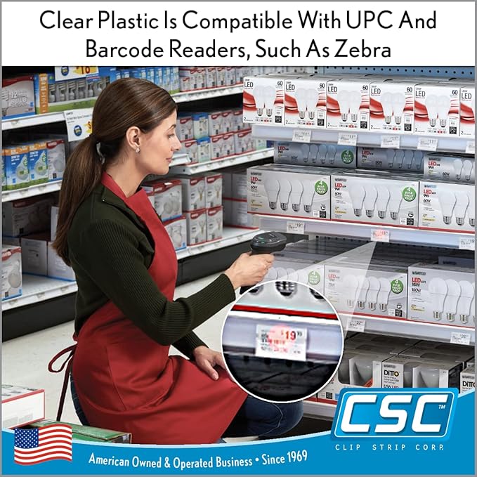 Clip Strip Corp. Price/Data Channel Label Holder Chips, Clear Plastic Tags, 4" L x 1.25" H, 7.5 Mil Thick, Gondola Shelf Edge, Reusable, Made for Point of Purchase Shelf Molding (2000)