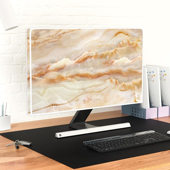 Baocicco Abstract TV Screen Cover with Marble Design Aesthetic Laptop Television Covers for Xmas LED LCD OLED TVs Decoration Anti-Static Dustproof Protective Cover for LCD/LED/HD 32 Inch