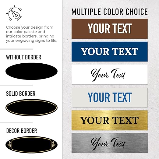 Custom Wall or Door Sign, Personalized Oval Plaque Engraved Message for Bussiness, Property and Home Indoor/Outdoor, 4x12 Inches, Made in USA by Sigo Signs