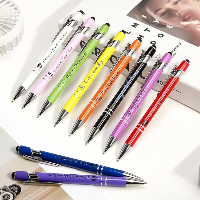 ENOMY Personalized Pens Bulk Free Engraved with Logo/Name/Message Black Ink Custom Pens Customized Stylus Ballpoint Pens Ideal Gifts for Business Anniversary (30)