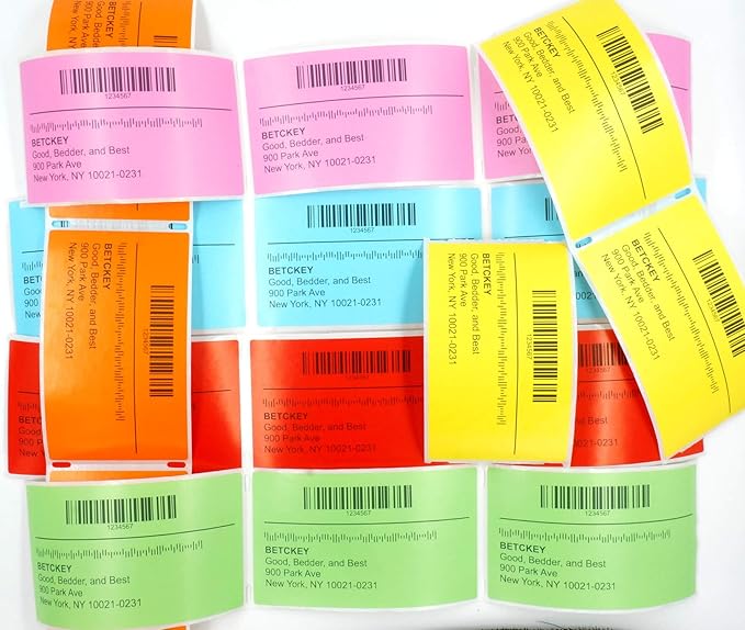 BETCKEY - 1" x 2" Barcode & Address Labels Compatible with Zebra & Rollo Label Printer,Premium Adhesive & Perforated [Light Blue, 6 Rolls, 4500 Labels]