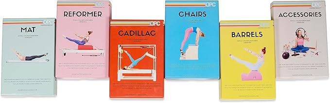 OnlinePilatesClasses Pilates Cadillac Tower Reformer Deck with Video Tutorials, Fitness Flash Cards with 110 All-Levels Cards Set for Home Gym Exercise, Reformer Not Included