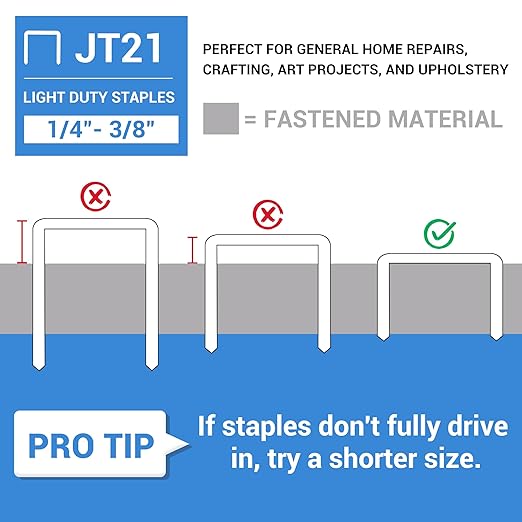 meite JT21 Staples, 5/16 Inch Galvanized Fine Wire Staples for Staple Gun - 1,600 Counts, 7/16" Crown JT21 Staple Refill, Ideal for Upholstery, Crafts, Furniture