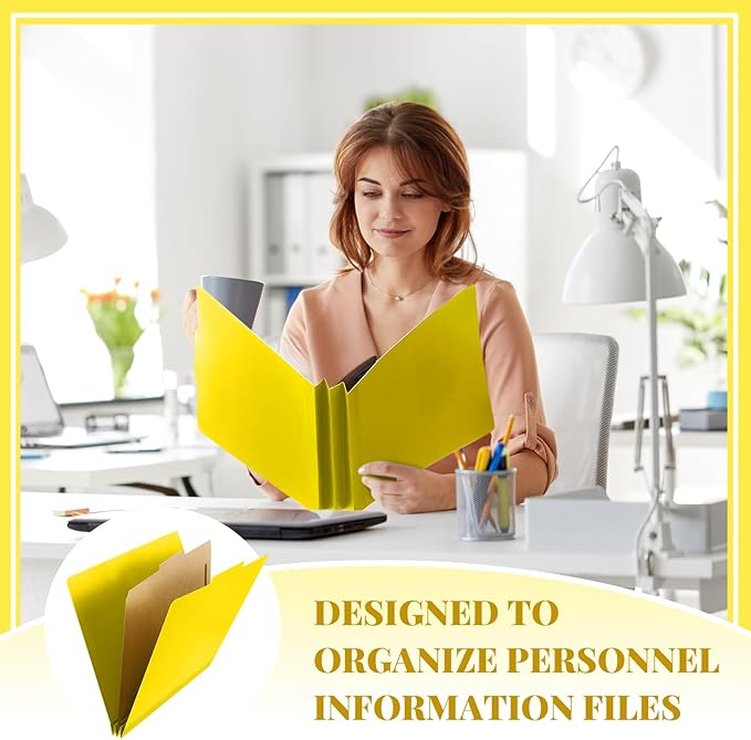 Skyygemm 72 Pcs Classification Folders Letter Size, 1 Divider Pressboard File Folder with Fasteners, Expanding File Organizer Bulk for School Teachers, Office Employee, Coworker, Staff (Yellow)