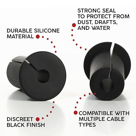 4 Pack 3/4" Silicone Cable Wall Grommet Compatible with Starlink, Waterproof Cable Pass Through, Split Wire Routing Bushing for Indoor Outdoor Use