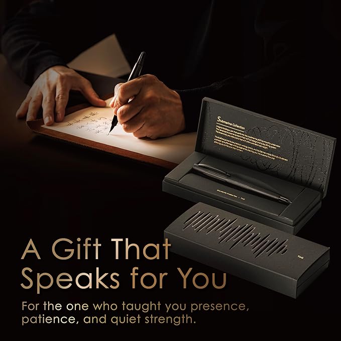 TAG Submarine Luxury Fountain Pen – TurbineDriven Refill, Steel Black Fine Nib, Elegant Writing Gift for Men & Women, Designed by Award-Winning Team