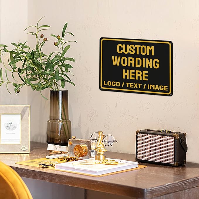 Custom Sign Bulk Personalized Metal Signs For Outdoor Indoor Business Home Store Office Yard Street Lawn Make Your Own Customized Signs With Your Logo Text Photo, 12x18inch