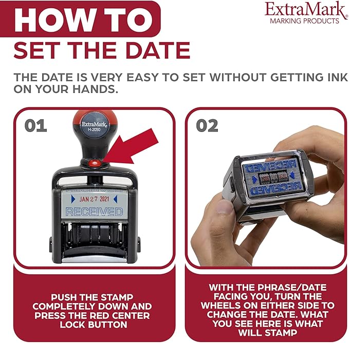 Heavy Duty Style Office Date Stamp with Denied - Self Inking Dater - Style C - Black Ink Color