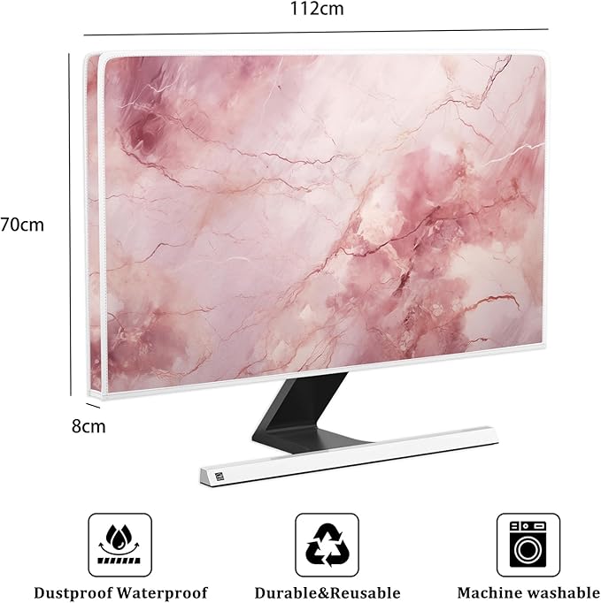 Baocicco Fashion Pink Marble Waterproof Television Cover 45, 46, 47, 48 Inch Full Body Covers for Television Screen Panel Case Computer Sleeve Compatible with PC, Desktop and TV LED LCD OLED