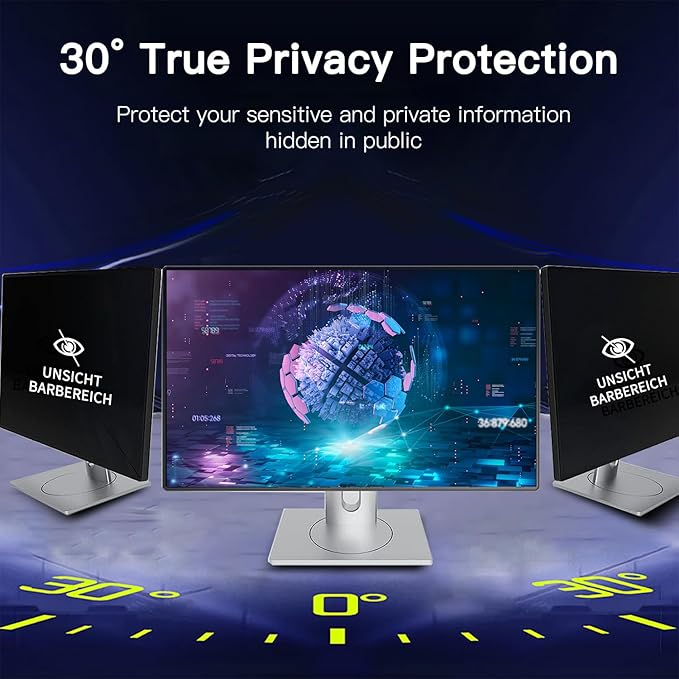 24 Inch Magnetic Hanging Computer Privacy Screen for 16:9 Widescreen Monitor, Removable Privacy Screen Anti Glare Blue Light Computer Screen Privacy Shield, Anti-Scratch 24in Protector Film