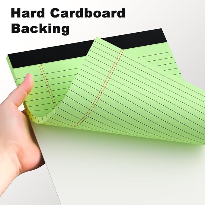 AILZFEI Green Legal Pad Note Pads 8.5 x 11 inch, Wide Ruled Clear Print Writing Pads 30 Sheets/Pad, 20lb Colored Paper, Perforated Notepad with Sturdy Back (3 Pads Green)