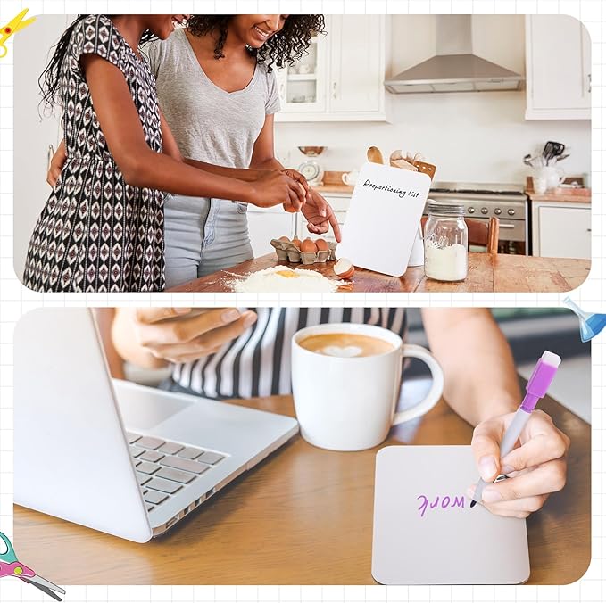 Affrolling 48 Sets Small Whiteboard Dry Erase Boards 5" x7'' Mini Double Sided Dry Erase Lap Boards with Markers Erasers Pen Holders Personal Whiteboards for Students Classroom Teacher