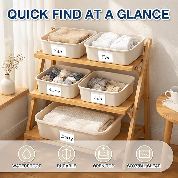 H4D 24 Pack Labels for Storage Bins, 4" x 6" Plastic Clear Adhesive Index Card Holders, Tote Label Pockets for Organizing Storage, Library Card, Shelves