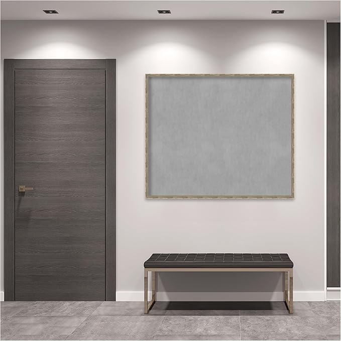 Amanti Art Silver Framed Magnetic Board 42x50 Oversize Vision Board for use with Magnets, 100% Metal Sheet to Display Items as Office Decor or for Home Organization in mudroom, Kitchen or Kids Room