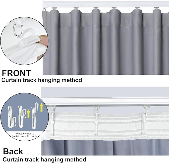 Cbsroro Room Divider Blackout Curtain Track Curtains Wall Dividers Panels Screen for Living Rooms Bedroom Office Privacy Partition Separation, W100 × L84 Inch,1 Panel, Light Grey