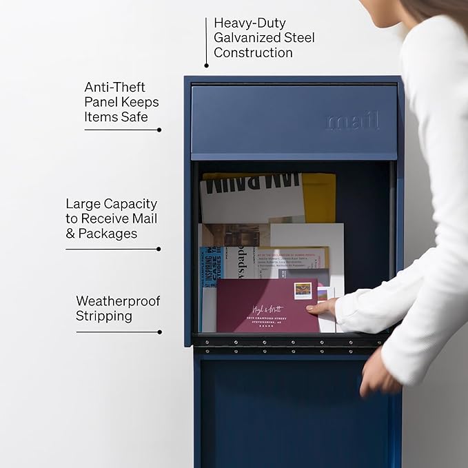 Wall Mount Mailbox - Large, Anti-Theft Locking Mailbox, Weatherproof Mailboxes for Outside The House, 18.5" H x 15" L x 7.5" D - (Malbec)