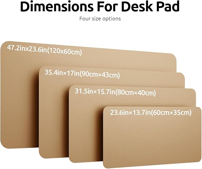 YSAGi Leather Desk Protector, Office Mat, Large Mouse Mat, Non-Slip PU Leather Blotter, Laptop Desk Mat, Waterproof Writing Pad for Office and Home (Latte, 47.2" x 23.21")