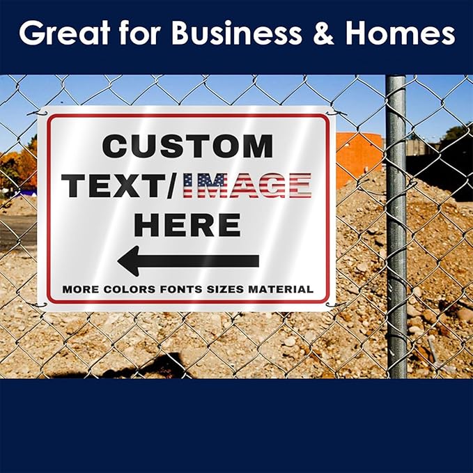 Custom Sign Outdoor Metal Large, Left or Right Arrow, 30''x24'' Glow in the Dark/Reflective Option, Personalized Address Plaque, Customize for Business Logo, Office, Home, Yard