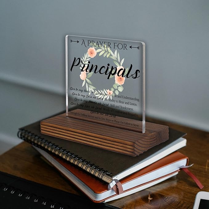 Principal Prayer Desk Sign, Inspirational Christian Gift for School Leaders Graduation Birthday Christmas, Faith-Based Office Decor for Principal Appreciation and Recognition PA112