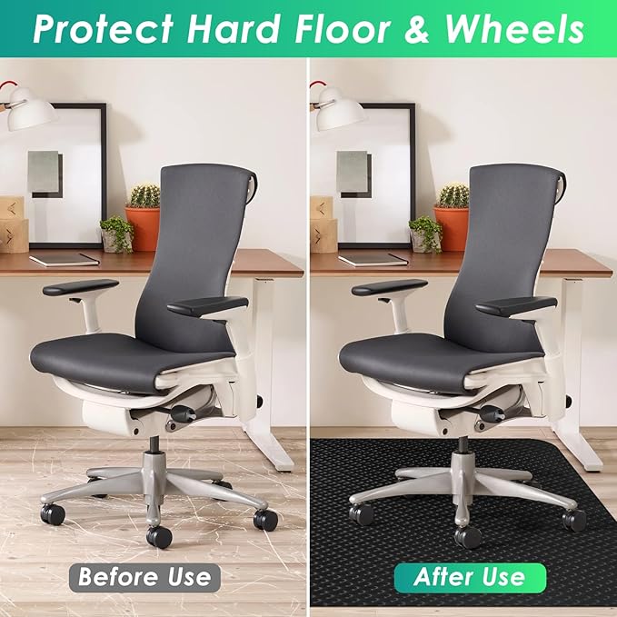 Vicwe Gaming Chair Mat for Hard Floor,36" x 48" Computer Chair Mat for Tile Floor,Anti-Slip Hard Floor Protector Rolling Chair for Office Home