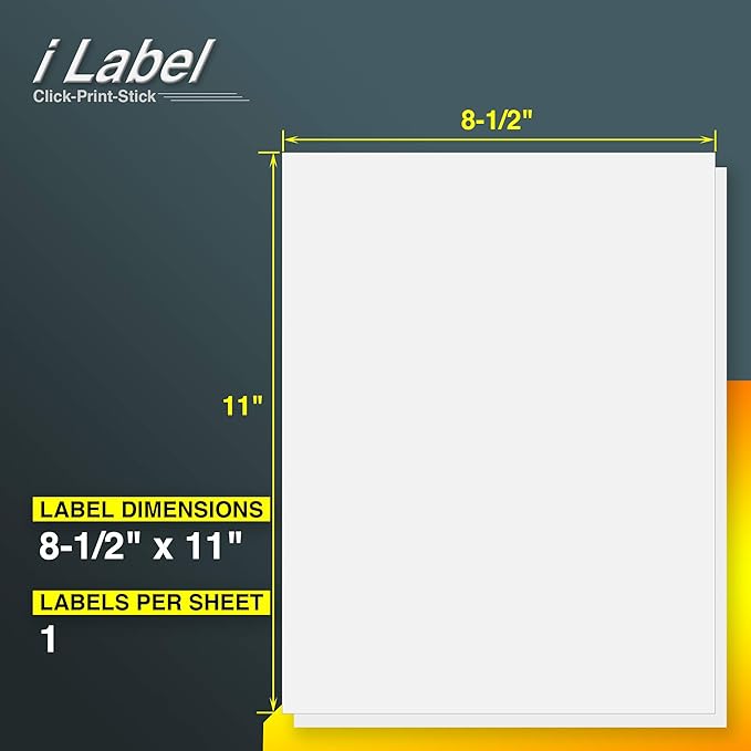 8.5" x 11" Full Sheet Label Sticker Paper for Laser & Inkjet Printers[600 Sheets,600 Labels]