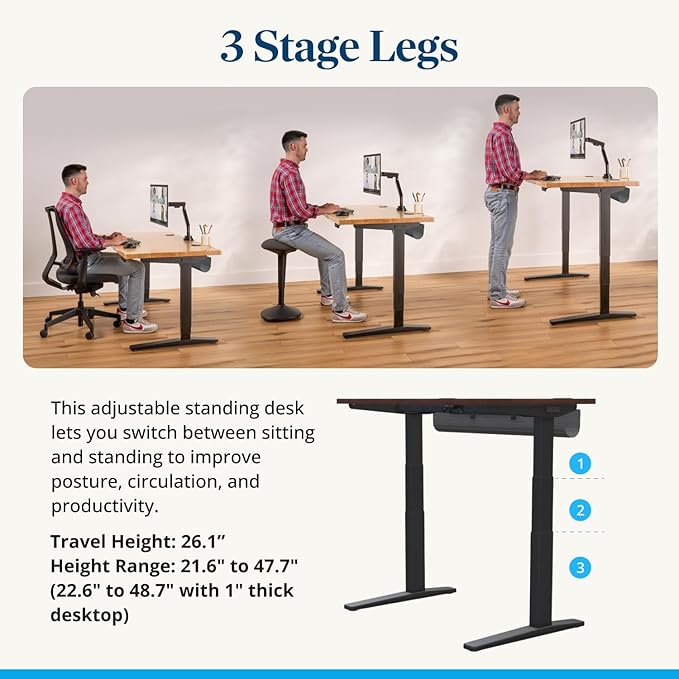 UPLIFTDESK V3 2-Leg Cherry Laminate Wood Standing Desk – Adjustable Height, Advanced 1-Touch Memory Keypad, Under Desk Cable Management, Wire Grommets & Rocker Board (Black C-Frame, 72 x 30 inch)