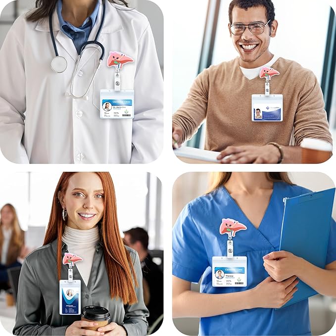 Funny Liver Nurse Badge Reel | Cute Retractable ID Card Hepatologist Badge Holder | Name Tag Medical Work Badge Clip for Hepatobiliary Transplant Surgeon Gastroenterologist RN PA NP Pediatric Doctor