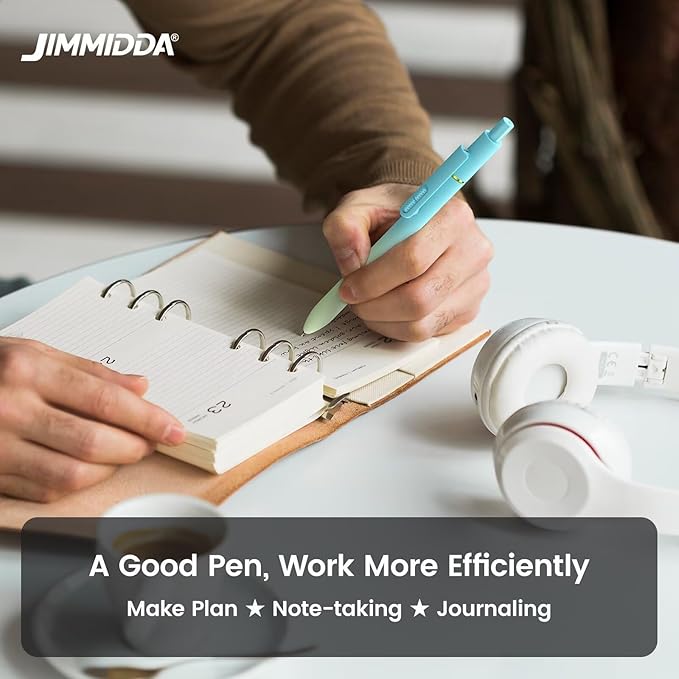JIMMIDDA 8Pcs Black Gel Pens - 0.7mm Medium Point Black Ink Pens | Smooth Writing - Quick Drying Retractable Pen for Men Women (Gradient - 8Pcs)