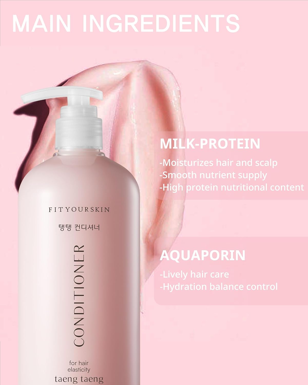 TAENG TAENG Elasticity Hair Conditioner - pH 5.5 Keratin & Protein Perfumed Conditioner for Thicker, Fuller Looking Hair - Rose Garden Scent - Paraben Free - 17 fl.oz