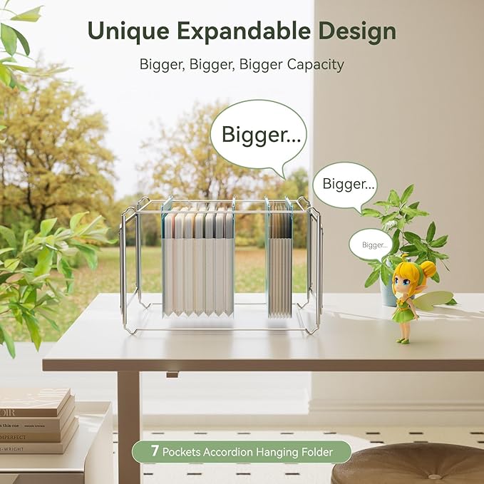 EcoStash Wheat Straw Expanding Hanging File Folders, 3 Color File Organizer, 1.2" Accordion Pockets, Large Capacity, Letter Size for Filing Cabinet, 100% BPA Free, Return to Nature, Healthy Living-6