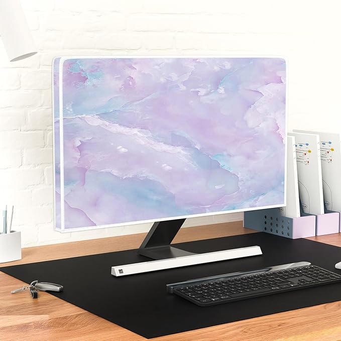 Baocicco Violet Marble Waterproof 70 Inch TV Dust Cover Anti-Static Dustproof Abstract Creative Desigen Television Accessories TV LCD Screen Texture TV Decoration for LED LCD OLED TVs