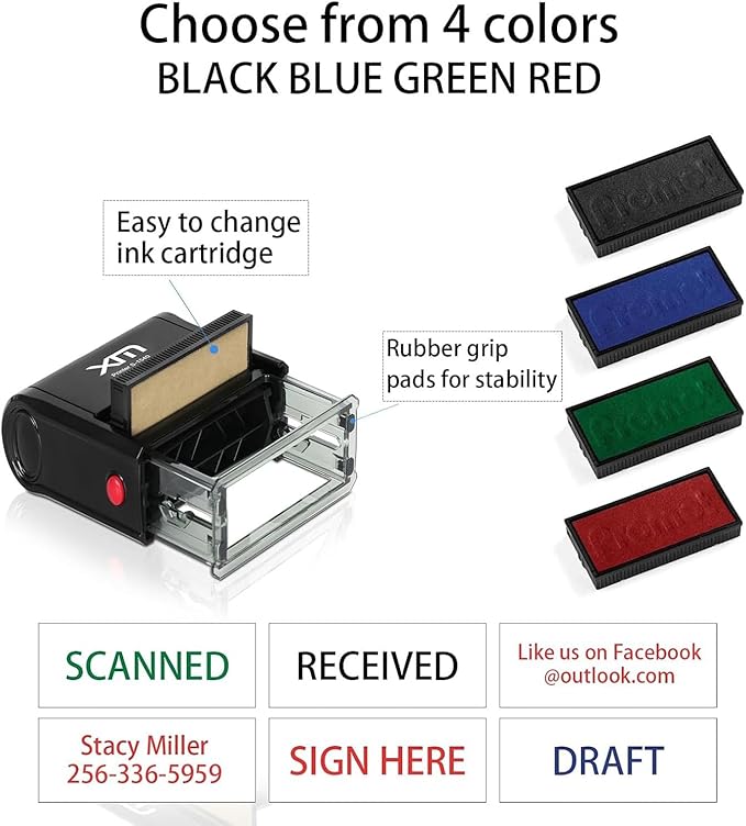 Custom Stamp Self Inking - 4-Line Personalized Address Stamps | US-Made Return Address Labels | Replaceable Ink & Multi-Scene Use, Medium
