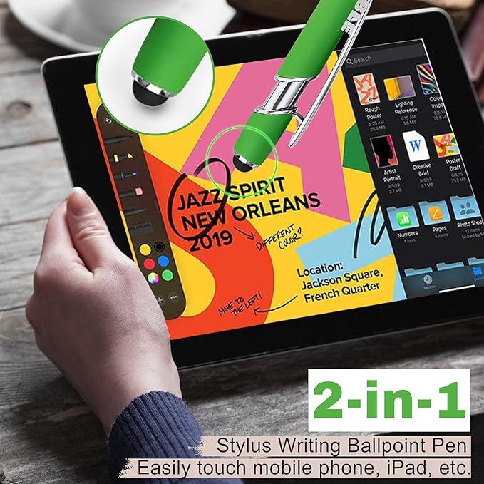 Custom Pens Bulk Personalized Ballpoint Pen with Stylus Tip Customized Engraved Pens with Name Logo Soft Black Ink with Touch Metal Office for Business Office Teacher School Corporate Gifts Gold