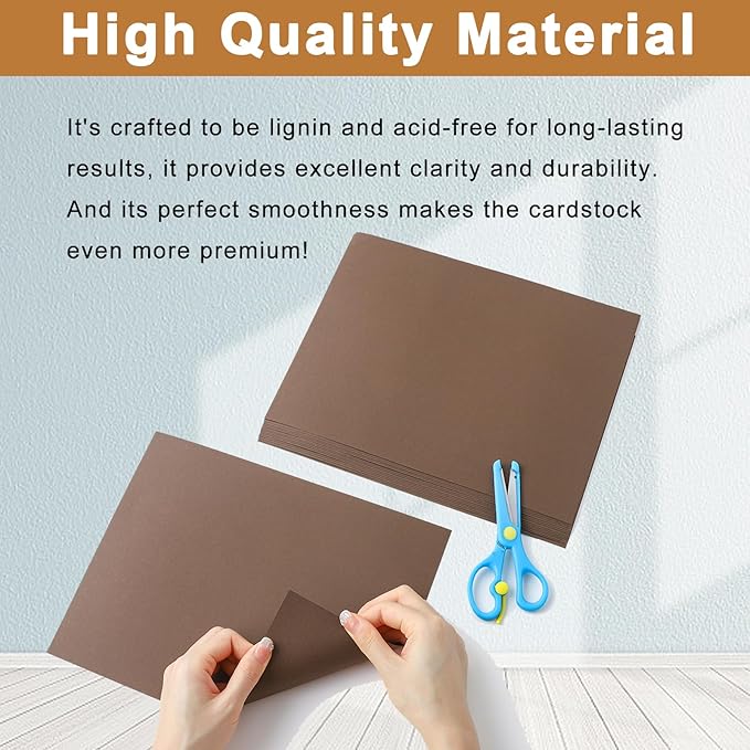 Silunkia 100 Sheets Coffee Color Cardstock 8.5 x 11 Scrapbooking Paper, 75lb Heavyweight Dark Brown Card Stock for DIY Card Making, Wedding Invitations, Thank You Cards, Party Decorations
