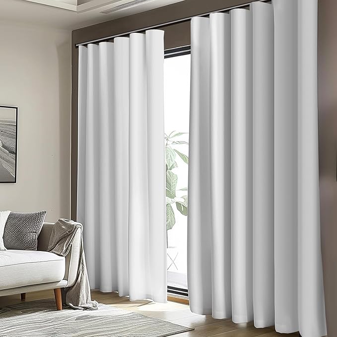 Cbsroro Room Divider Blackout Curtain Track Curtains Wall Dividers Panels Screen for Living Rooms Bedroom Office Privacy Partition Separation, W150 × L108 Inch,1 Panel, White