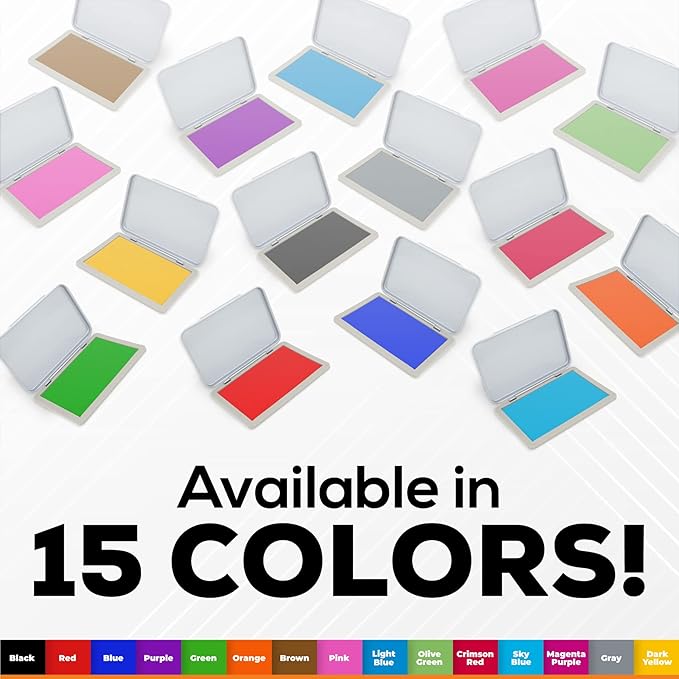 2 Pack Metal Case Stamp Pad Medium Size, Sky Blue Color - Size: 3" x 4" - Choose from 15 Ink Colors