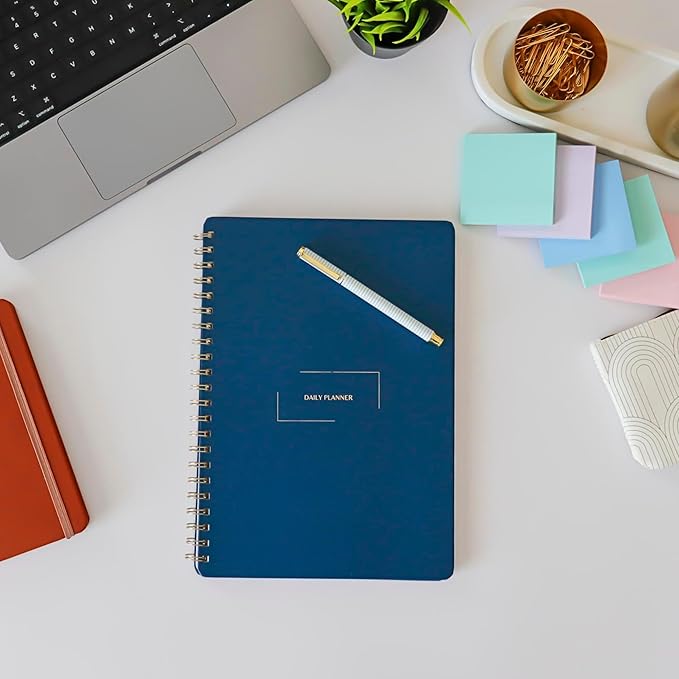 Merely Home | Durable & Sleek | Undated Daily and Weekly Planner | 8.25" x 11.75" | To Do List Notebook for Work | Simple Design | Multiple Layouts | Planner and Notebook in One (Rust, Daily Planner - Portrait)